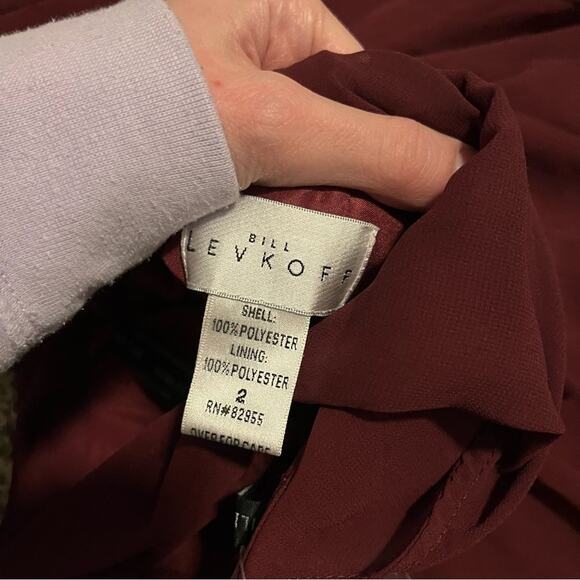 NWT BILL LEVKOFF Jessie Wine Chiffon Sweetheart Princess Bridesmaid Dress 2 - Picture 8 of 11